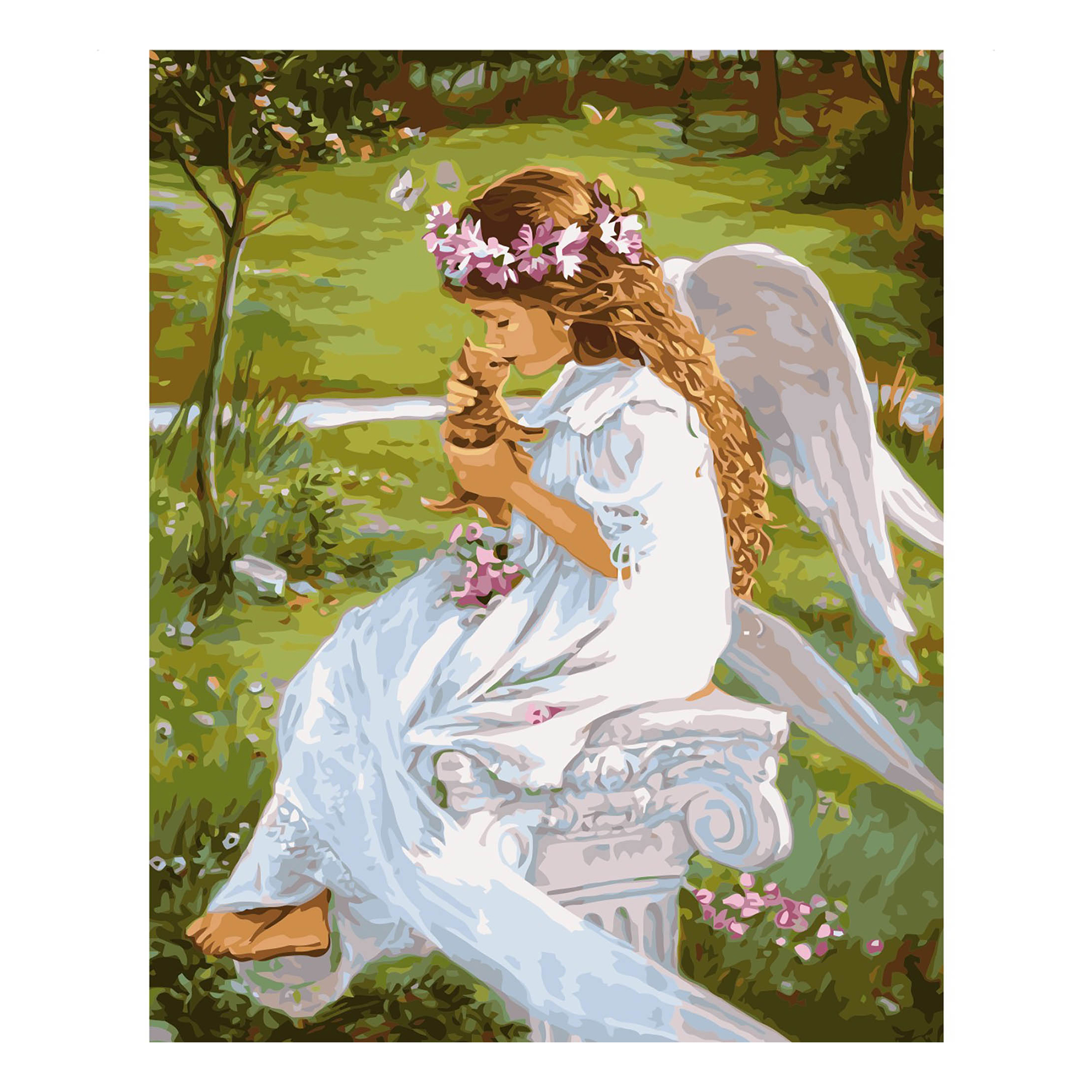Paint by number Strateg Harmony of an angel with progeny on a colored background, size 40x50 cm (VA-2550)