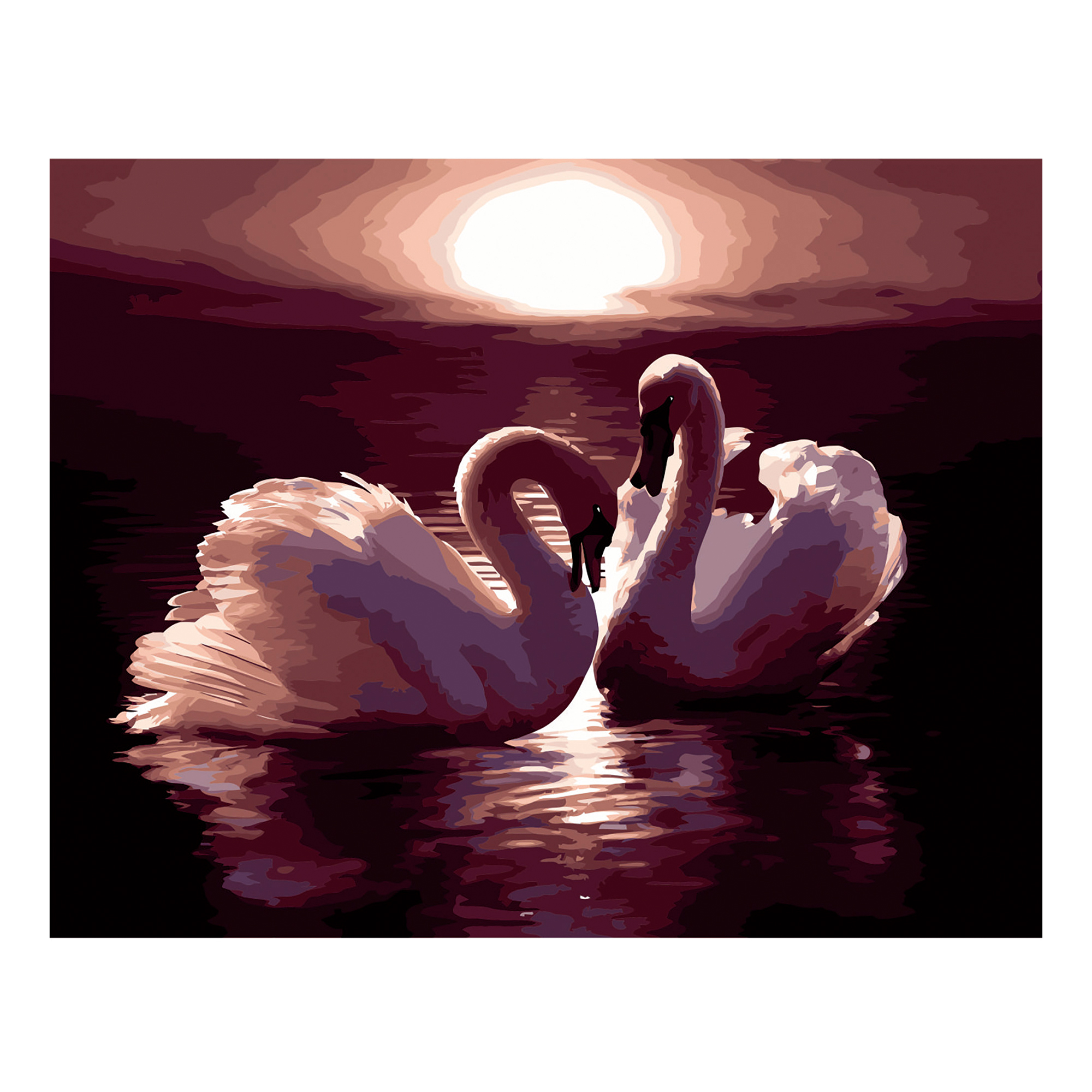 Paint by number Strateg Swans in love on a colored background, size 40x50 cm (VA-2671)