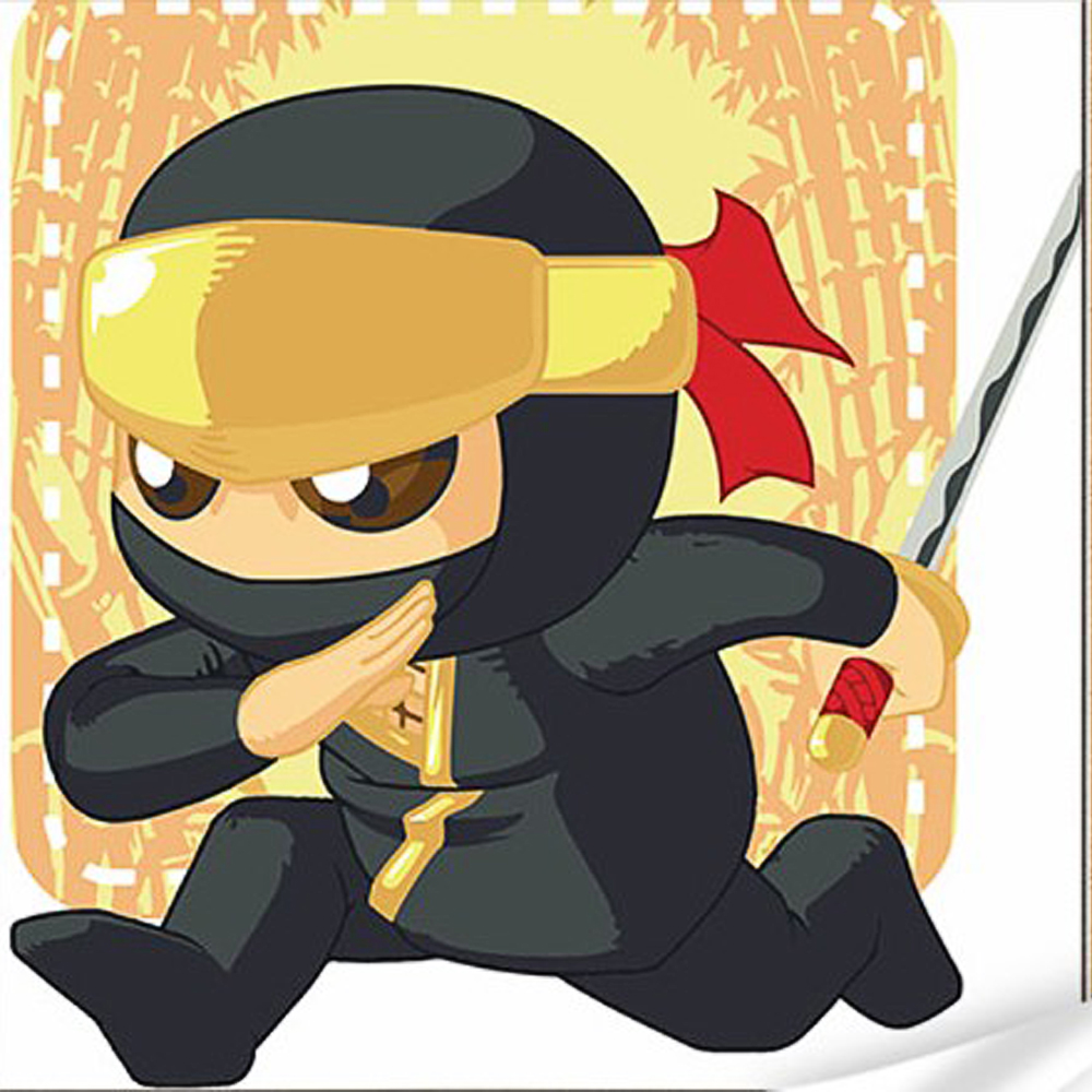 Paint by number Strateg PREMIUM Ninja with Japanese sword with varnish and level  size 30x30 cm (ES-0863)