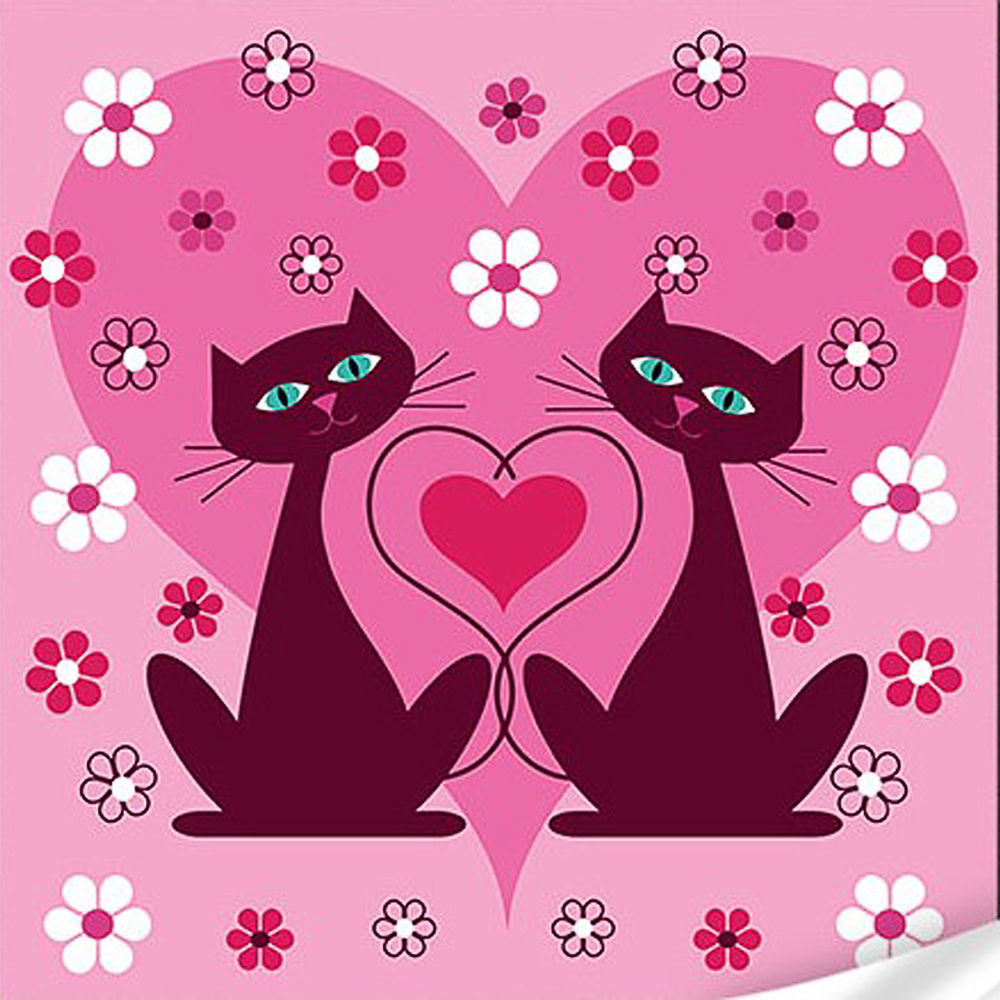 Paint by number Strateg PREMIUM Cats with a heart with varnish and level, size 30x30 cm (ES-0867)