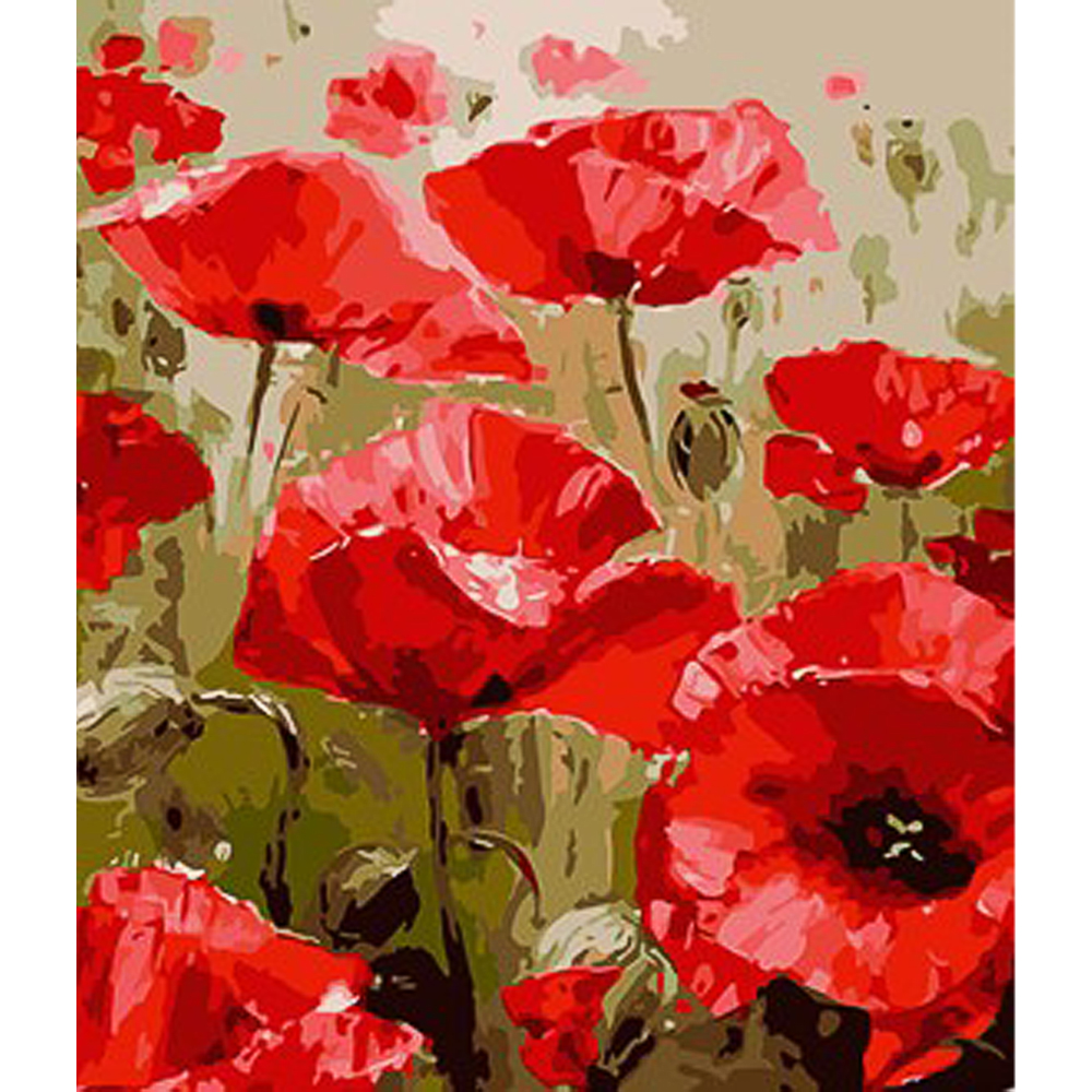 Paint by number Strateg PREMIUM Poppy mood with varnish and level 30x40 cm (SS1003)