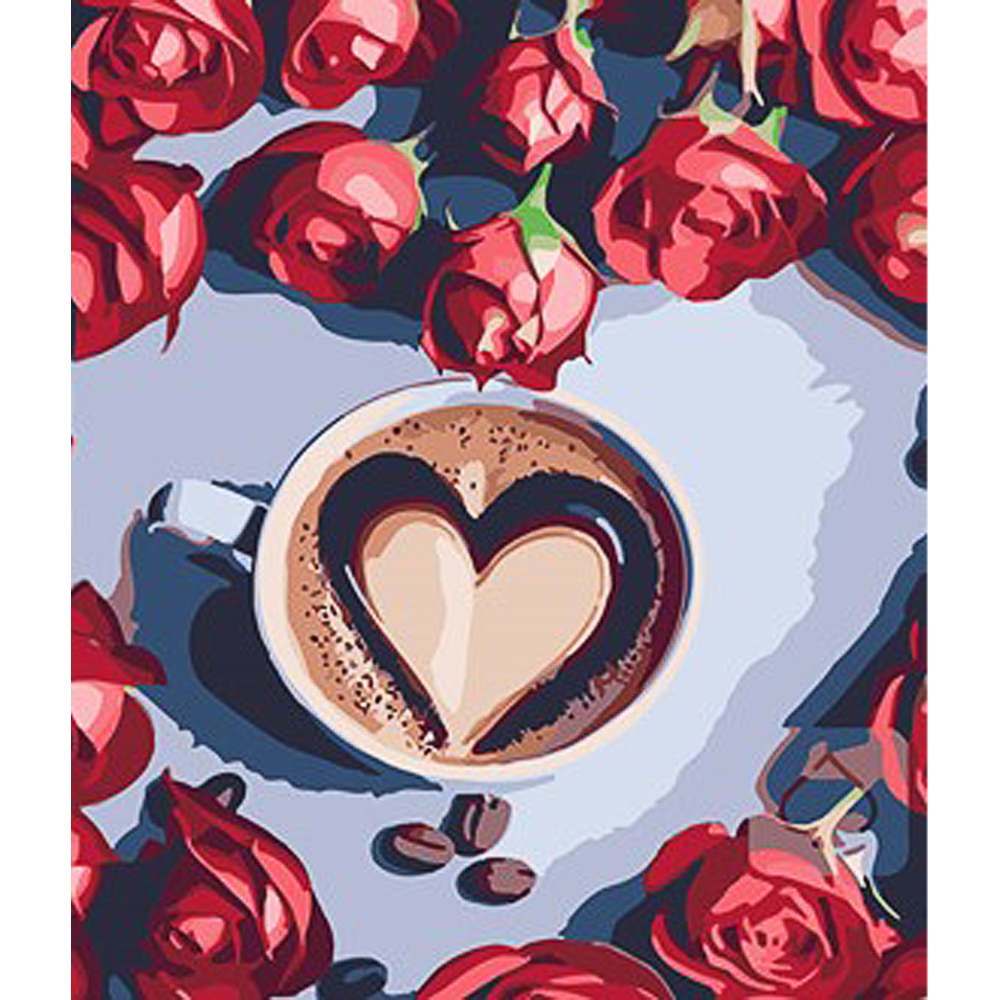 Картина по номерам Strateg ПРЕМИУМ Кофе с нотками романтики с лаком и уровнем размером 30х40 см (SS1006)
