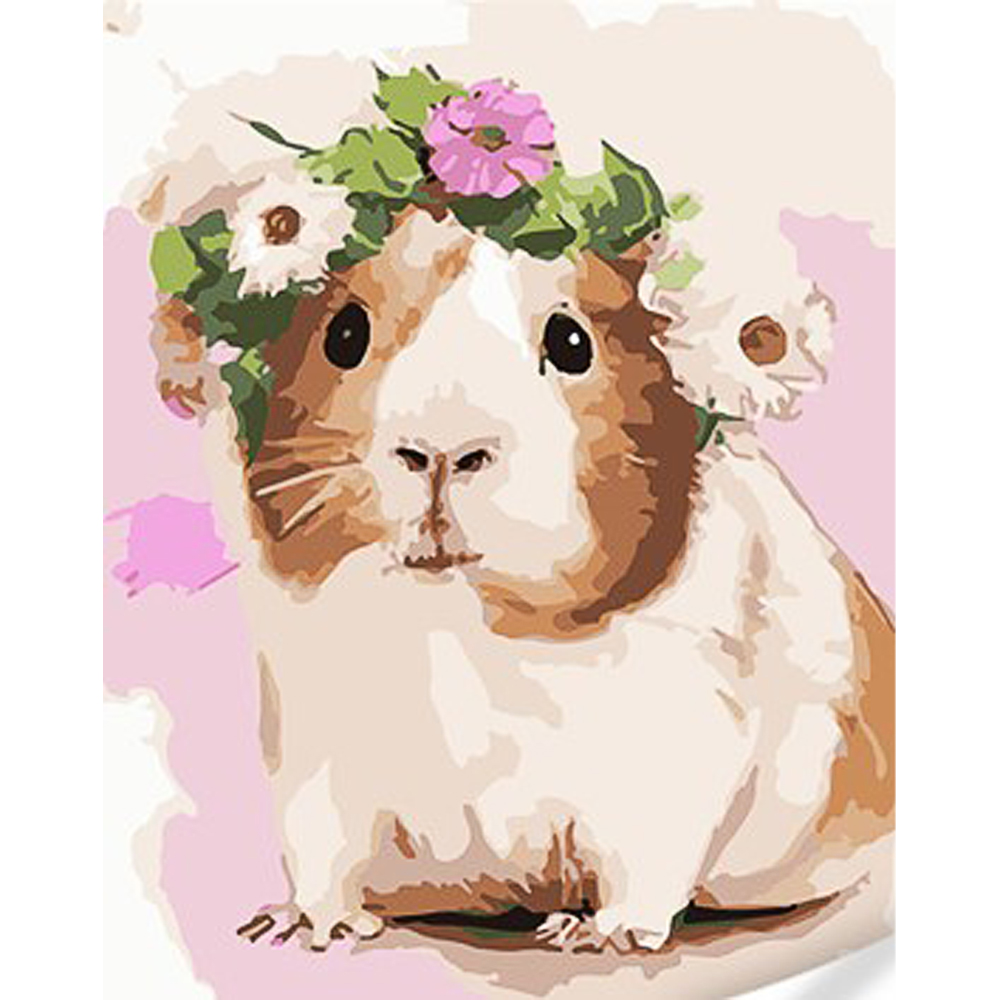 Paint by number Strateg PREMIUM Guinea pig with crown with varnish and level 30x40 cm (SS1014)