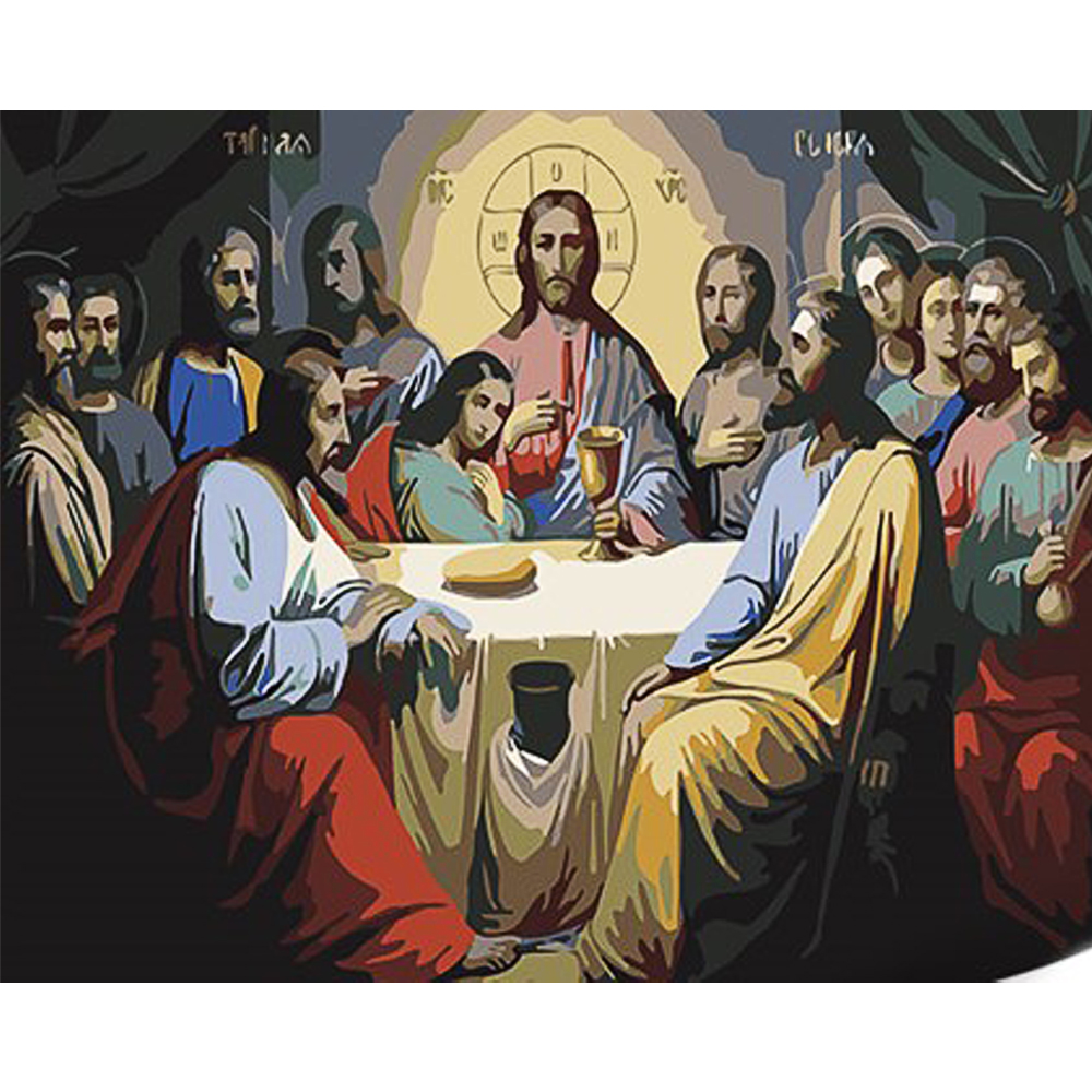 Paint by number Strateg PREMIUM The Last Supper with varnish and level 30x40 cm (SS1029)