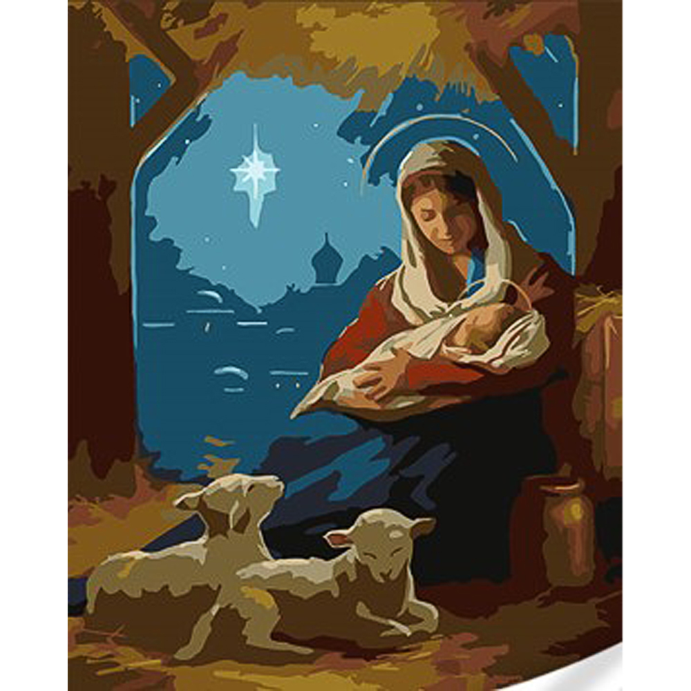 Paint by number Strateg PREMIUM Christmas star with varnish and level 30x40 cm (SS1035)