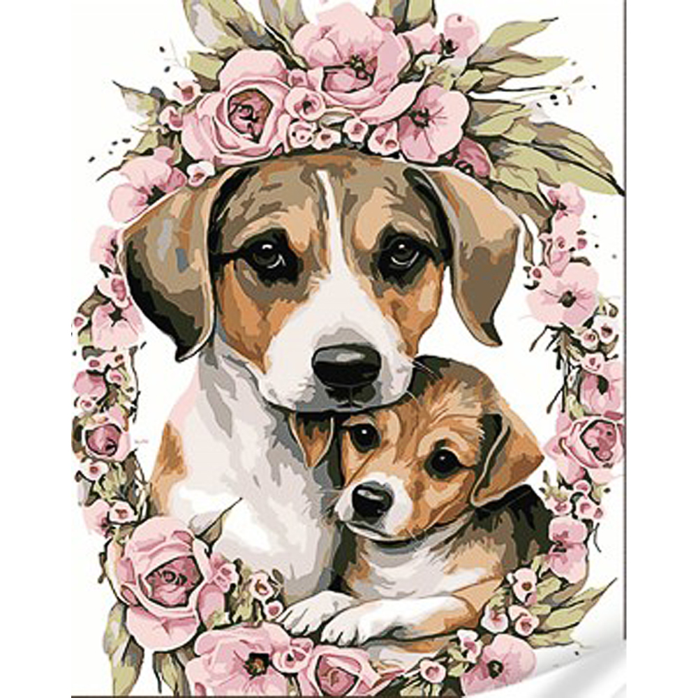Paint by number Strateg PREMIUM Couple in a floral wreath with varnish and level 30x40 cm (SS1039)