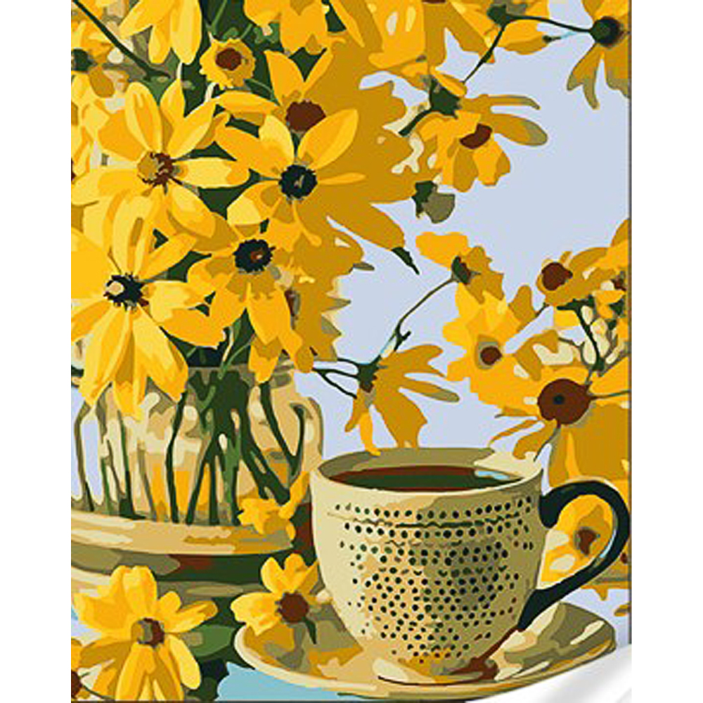 Картина за номерами Strateg ПРЕМІУМ Лугові квіти з лаком та з рівнем розміром 30х40 см (SS1051)