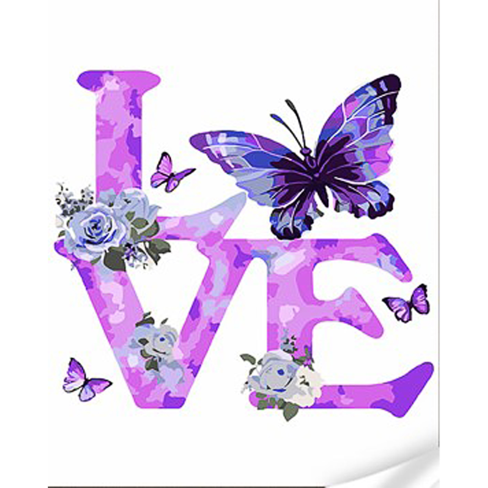 Картина за номерами Strateg ПРЕМІУМ Love and butterfly з лаком та з рівнем розміром 30х40 см (SS1061)