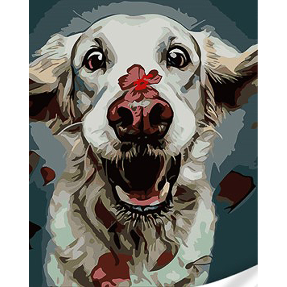 Paint by number Strateg PREMIUM Happy Labrador with varnish and level 30x40 cm (SS1102)