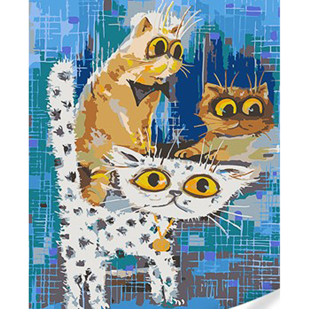 Paint by number Strateg PREMIUM Abstract cats with varnish and level 30x40 cm (SS1104)