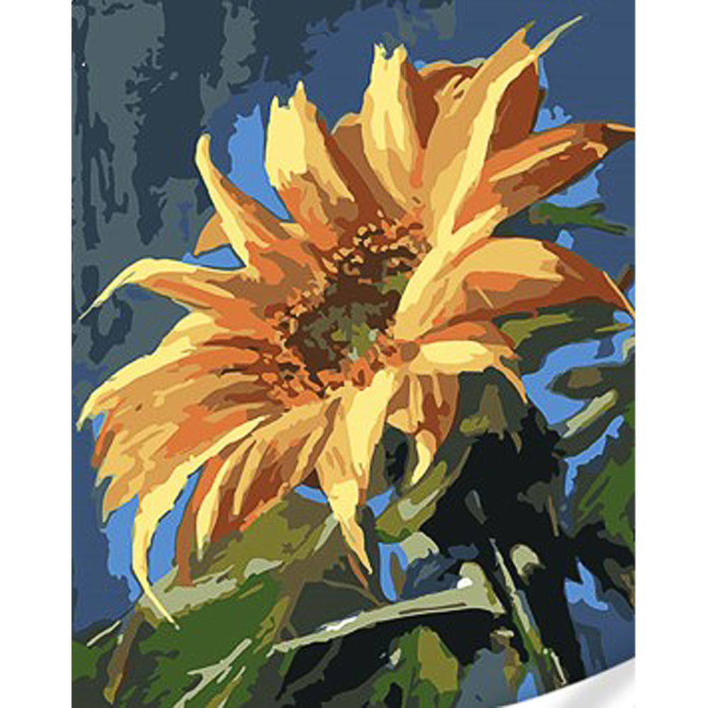 Malen nach Zahlen Strateg PREMIUM Sonnenblume mit Lack und Wasserwaage 30x40 cm (SS1123)
