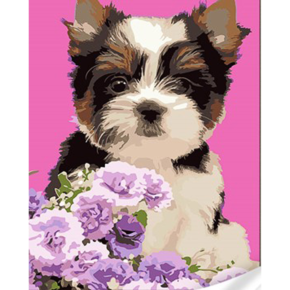Paint by number Strateg PREMIUM York terrier with varnish and level 30x40 cm (SS1132)
