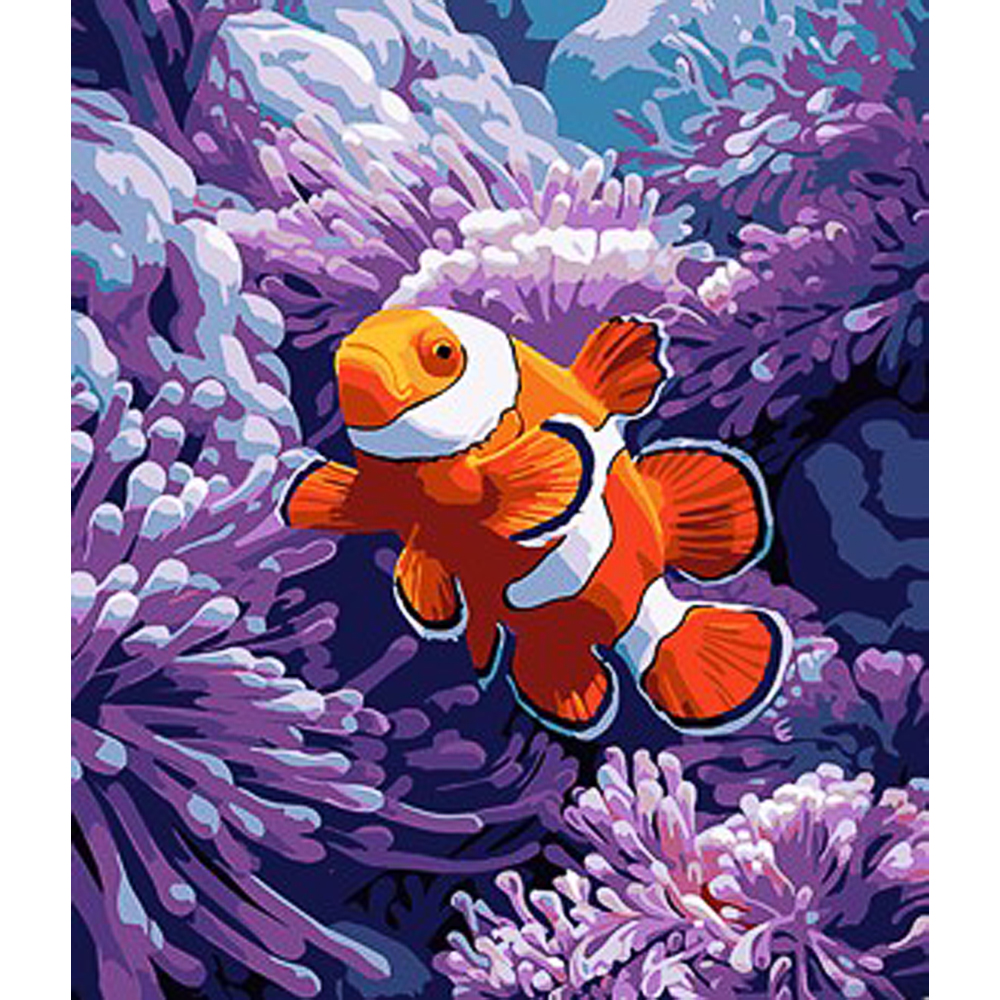 Paint by number Strateg PREMIUM Golden fish with varnish and level 30x40 cm (SS1147)