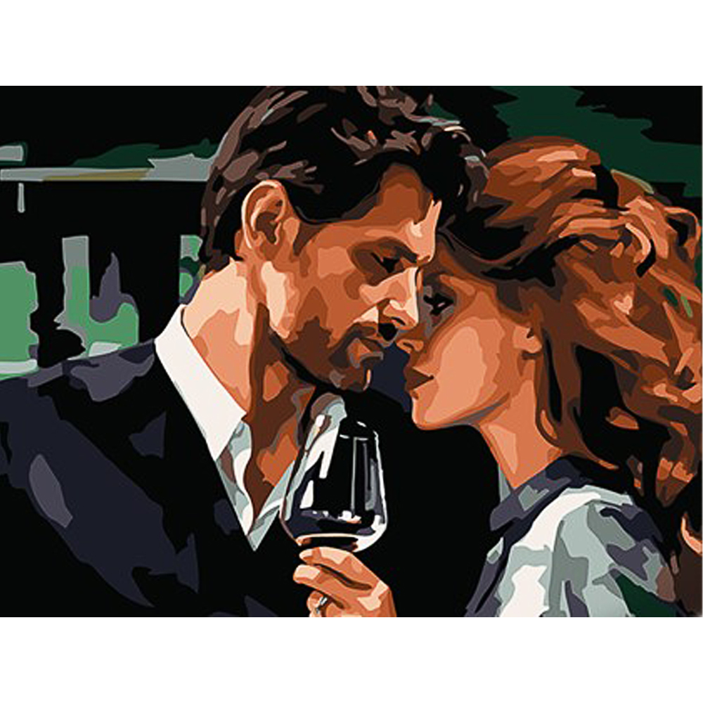 Paint by number Strateg PREMIUM Couple in love with varnish and level 30x40 cm (SS1149)