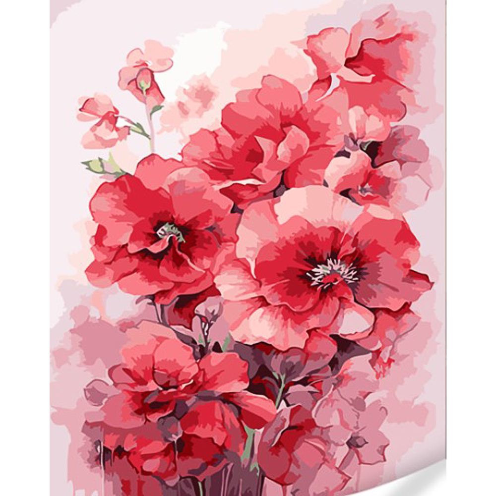 Картина за номерами Strateg Колаж із рожевих квітів на кольоровому фоні розміром 40х50 (GS1600)