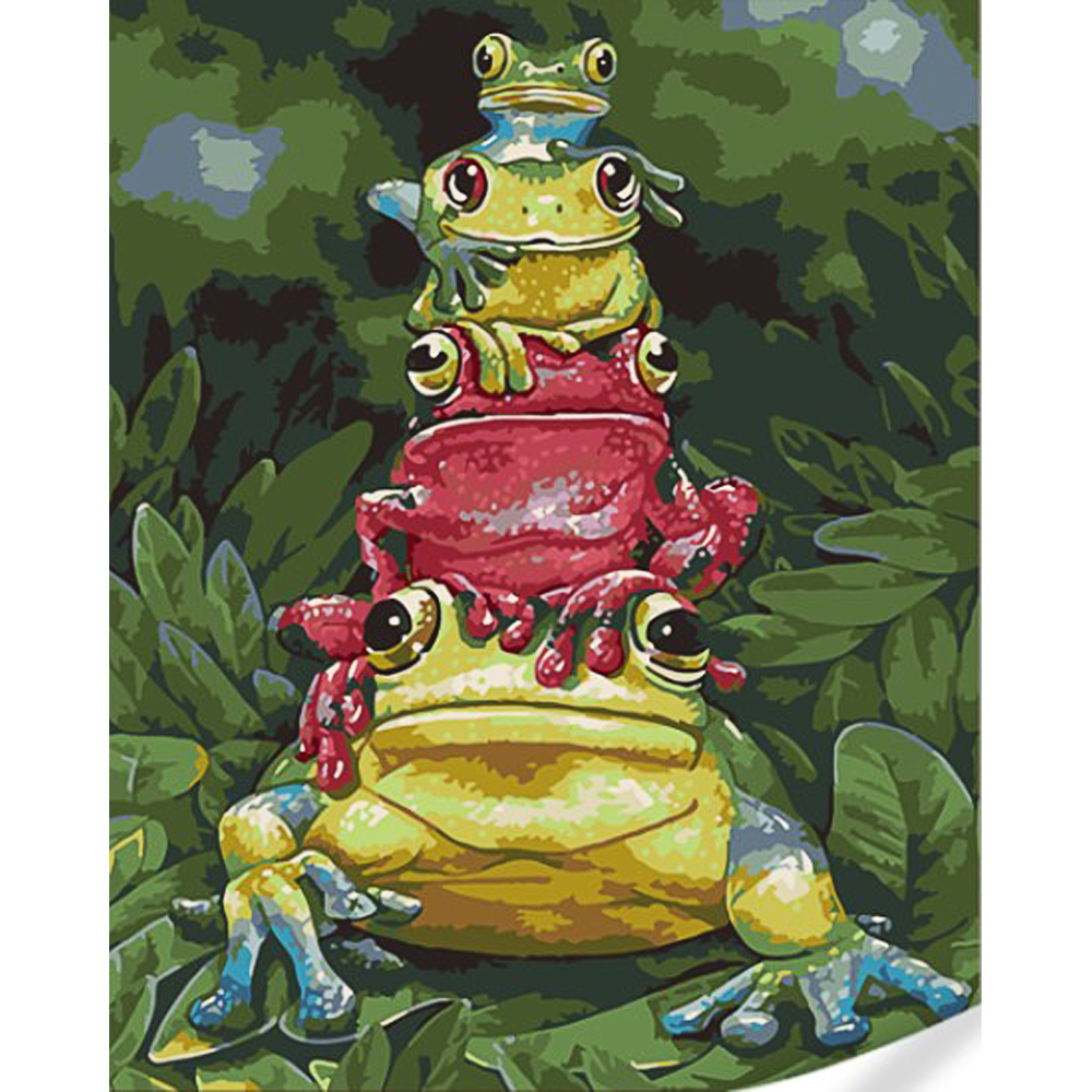 Paint by number Strateg Four frogs on a colored background size 40x50 (GS1609)