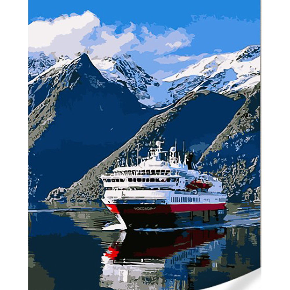 Картина по номерам Strateg Круизный лайнер на цветном фоне размером 40х50  (GS1611)