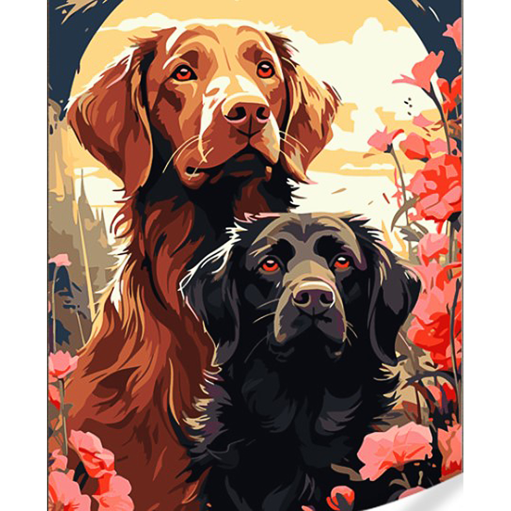 Paint by number Strateg Couple of dogs on a colored background size 40x50 (GS1613)