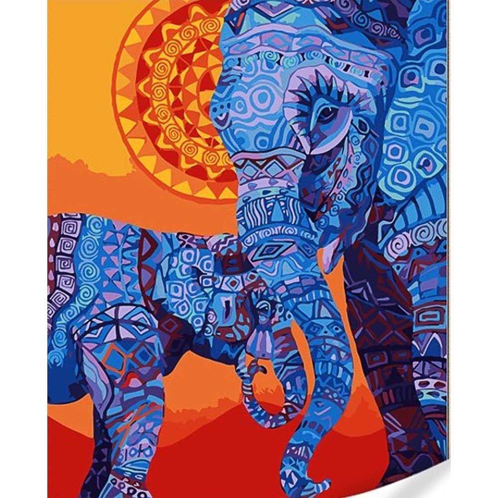 Картина по номерам Strateg Индийские слоны на цветном фоне размером 40х50  (GS1614)