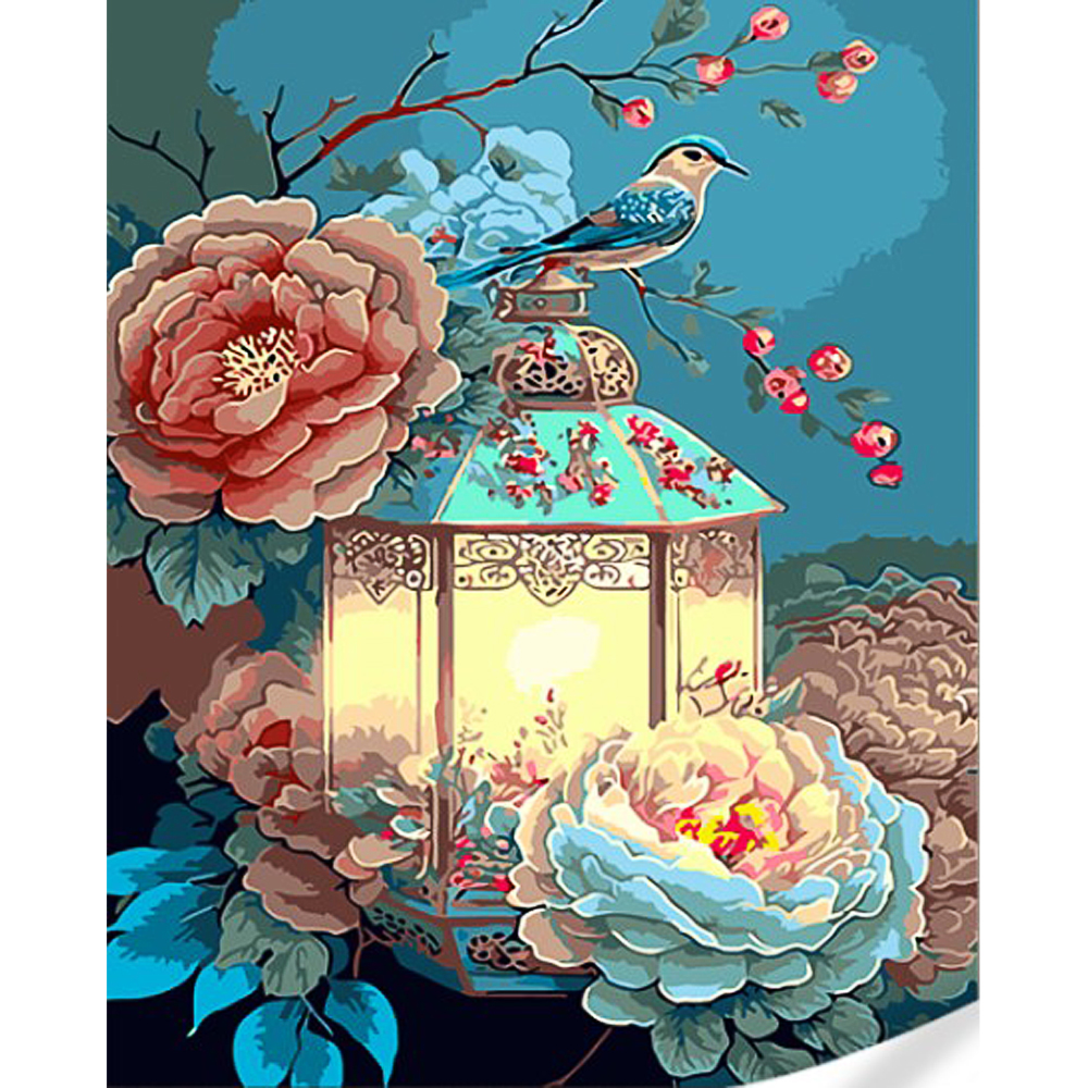 Paint by number Strateg Vintage lantern on a colored background size 40x50 (GS1621)