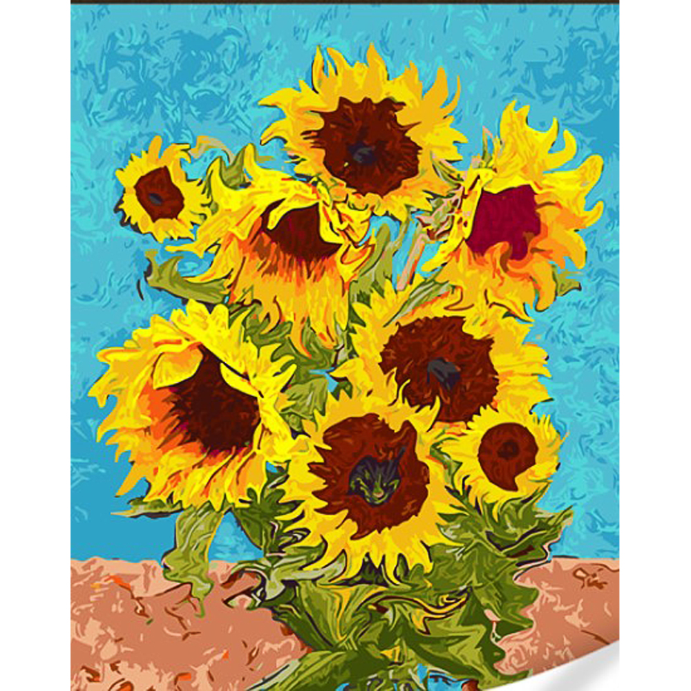 Malen nach Zahlen Strateg Sonnenblumen auf farbigem Hintergrund Größe 40x50 (GS1623)