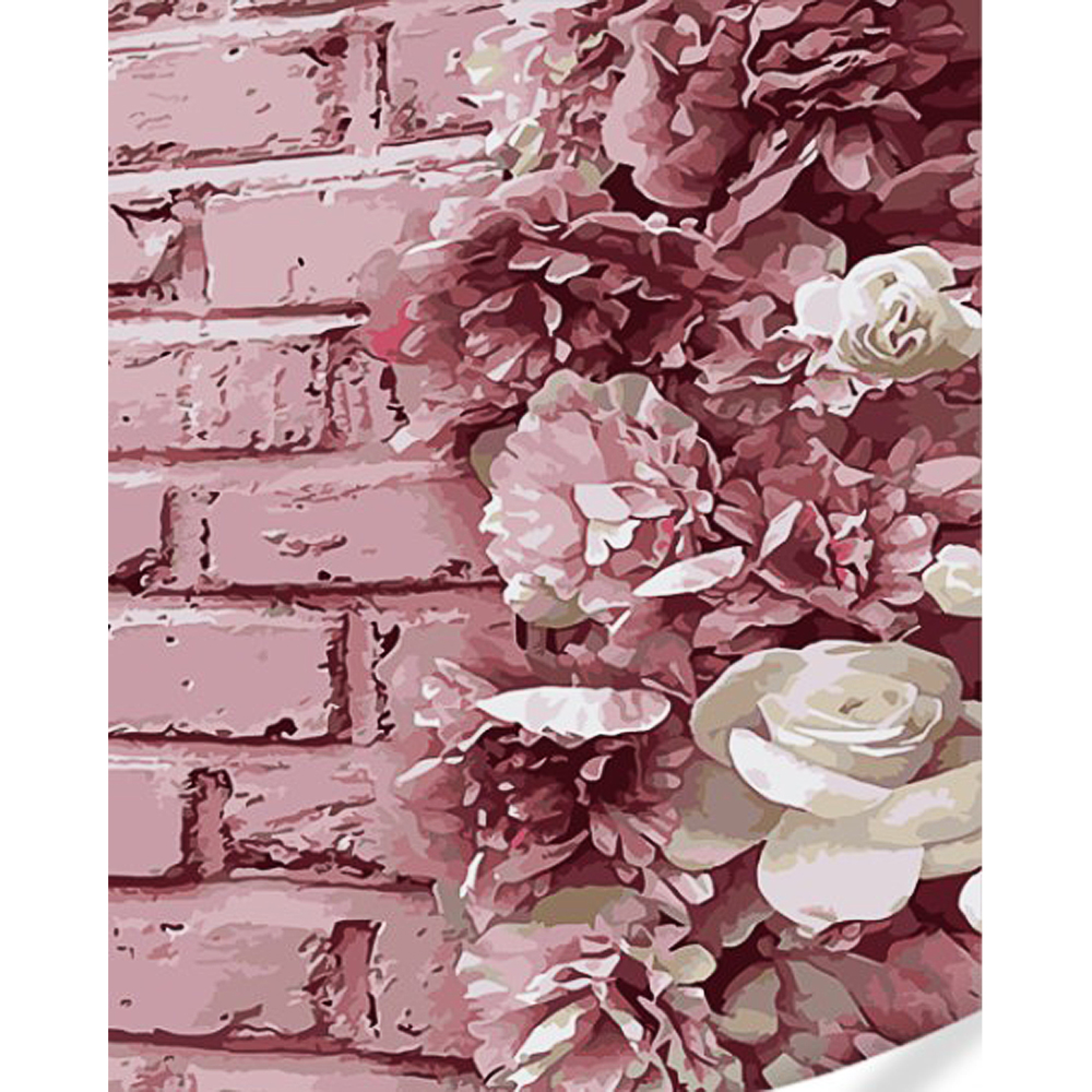 Картина по номерам Strateg Цветы на стене на цветном фоне размером 40х50  (GS1626)