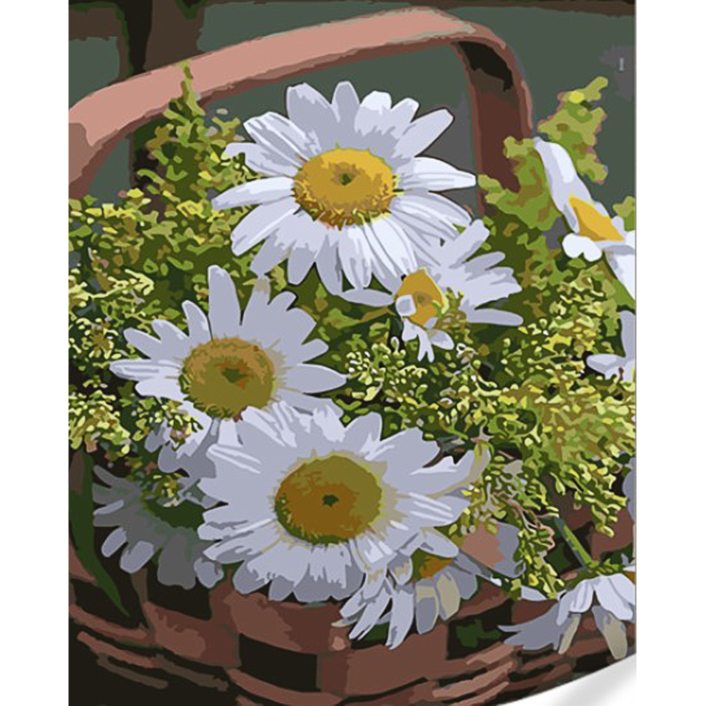 Paint by number Strateg Daisies in a basket on a colored background size 40x50 (GS1633)