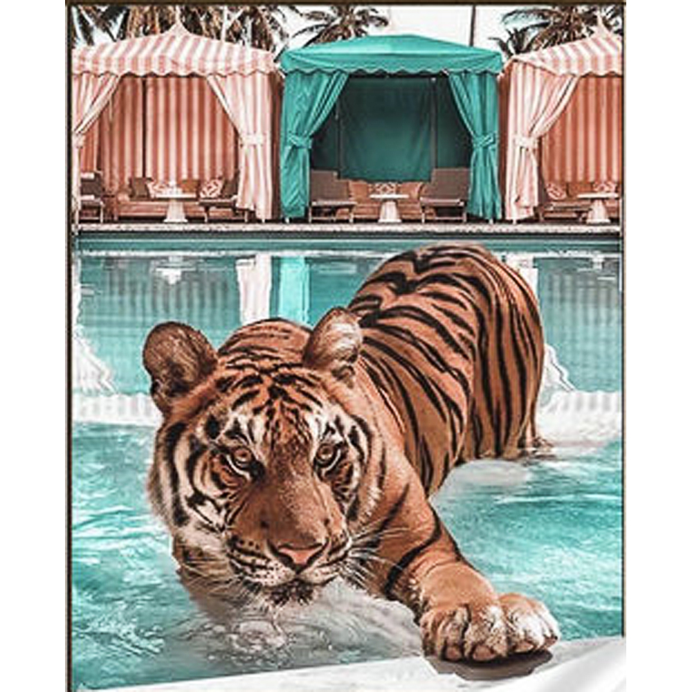 Алмазная мозаика Strateg ПРЕМИУМ Брутальный тигр на отдыхе размером 30х40 см (HEG86870)