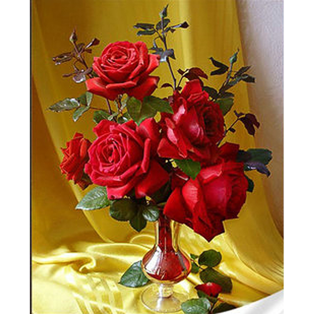 Алмазная мозаика Strateg ПРЕМИУМ Бархатно-красные розы размером 30х40 см (HEG86876)