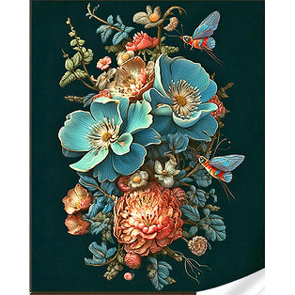 Алмазна мозаїка Strateg ПРЕМІУМ Фантастичний букет квітів розміром 30х40 см (HEG86891)