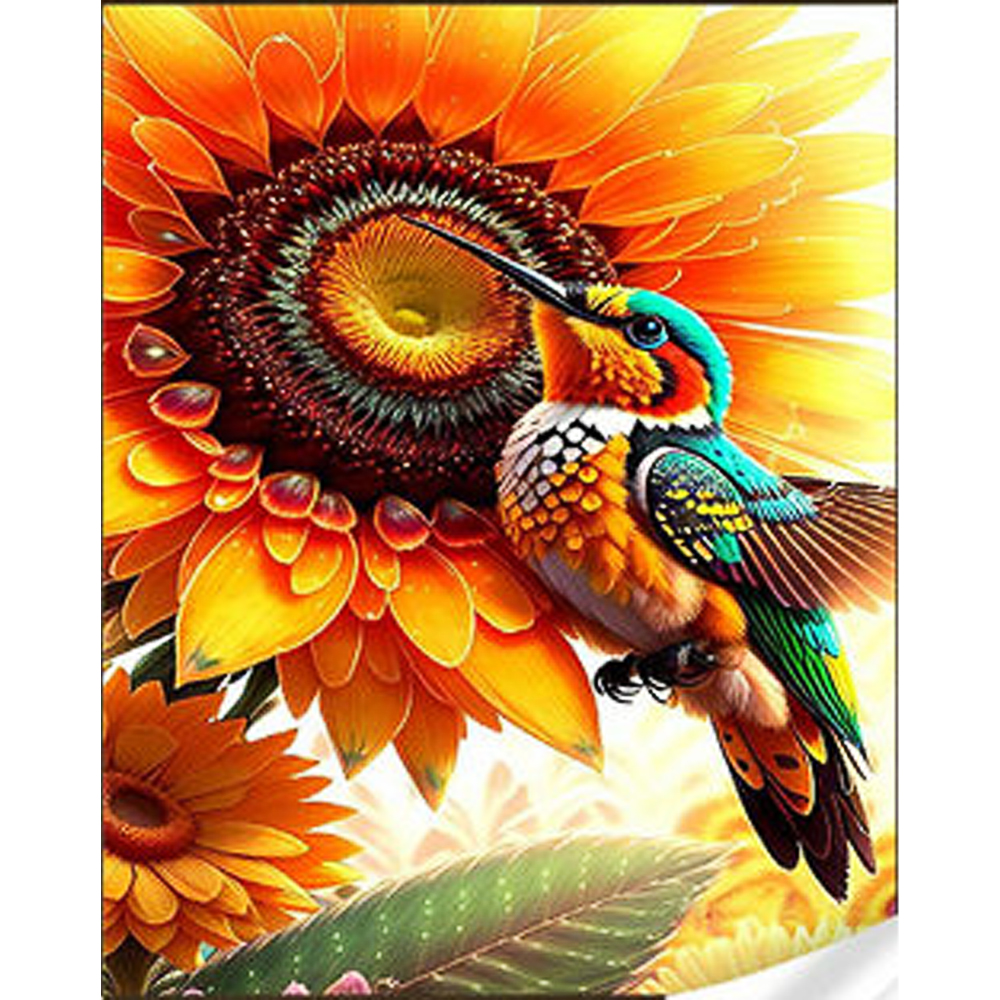 Diamond mosaic Strateg PREMIUM Hummingbirds in sunflowers size 30x40 cm (GM86834)