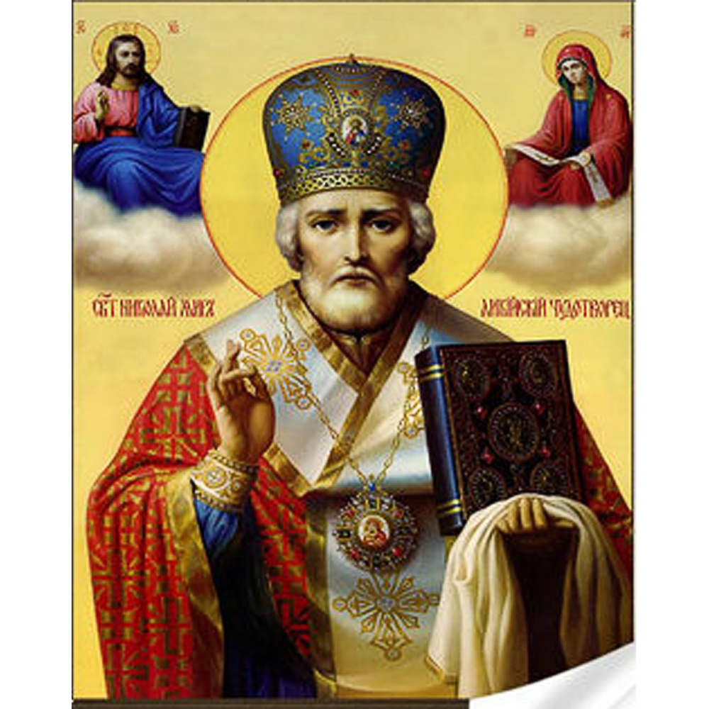 Алмазна мозаїка Strateg ПРЕМІУМ Ікона Святий Миколай Чудотворець розміром 30х40 см (GM86846)