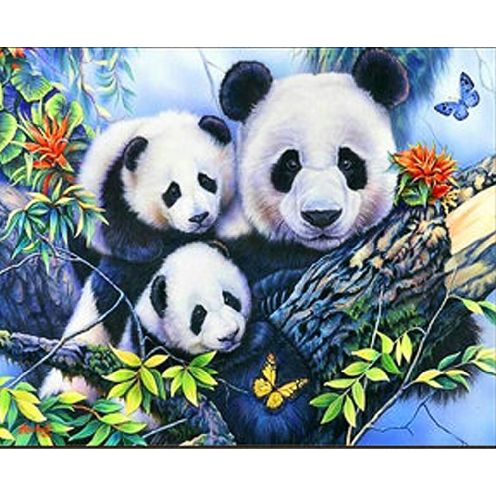 Алмазная мозаика Strateg ПРЕМИУМ Три панды размером 30х40 см (GM86853)