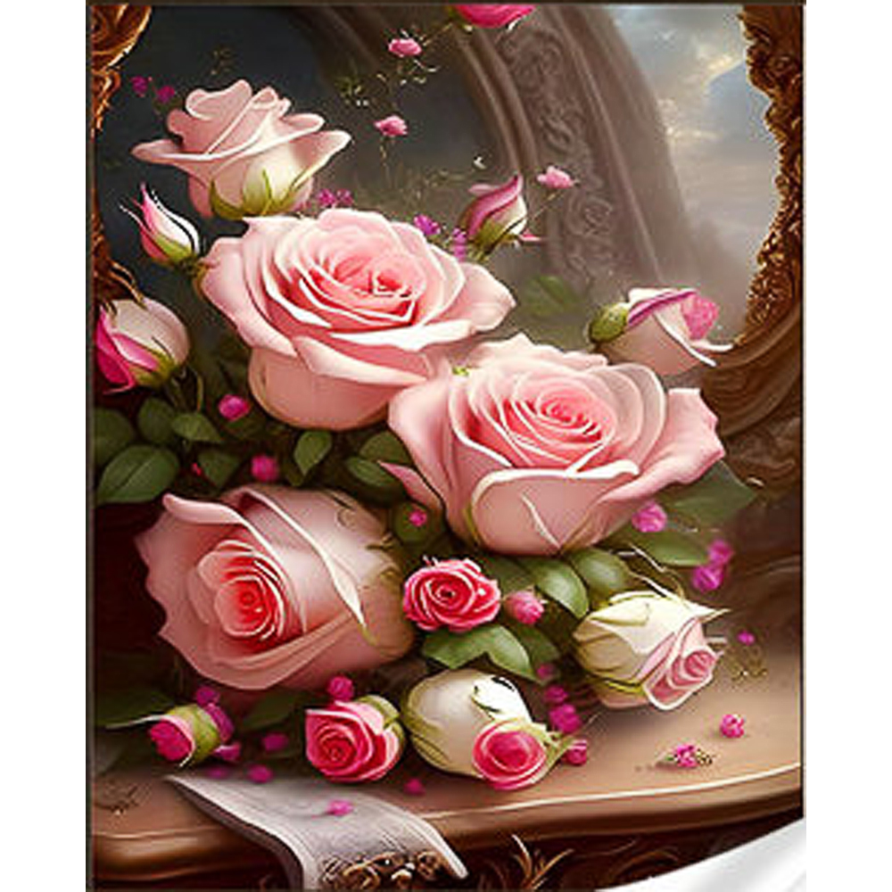 Алмазна мозаїка Strateg ПРЕМІУМ Ніжний букет троянд розміром 30х40 см (GM86857)