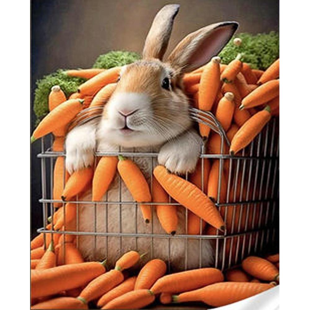 Алмазная мозаика Strateg ПРЕМИУМ Кролик в моркови размером 30х40 см (GM86865)