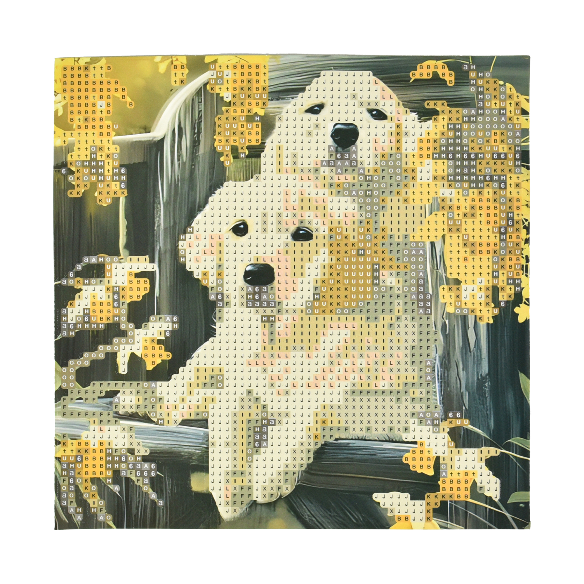 Diamond mosaic Strateg PREMIUM Small Labradors on a paper base, 18x18 cm (JUB14403)