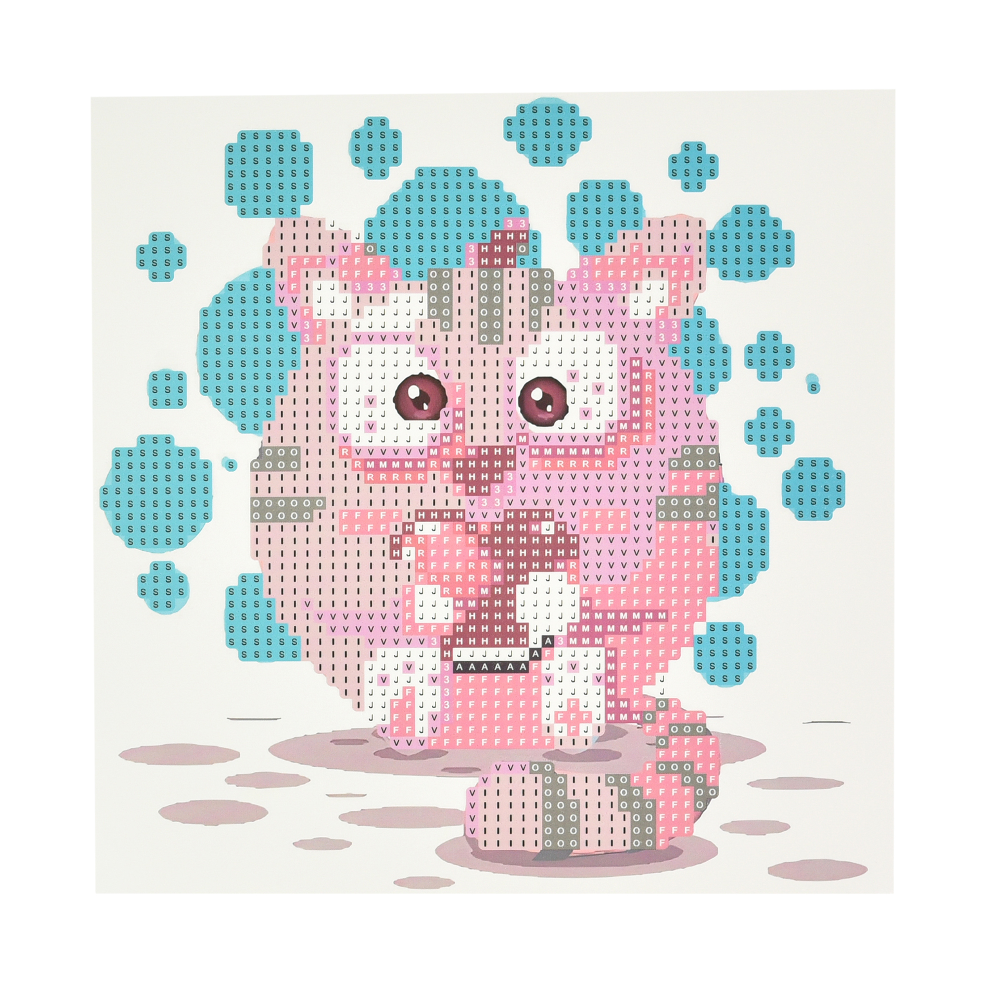 Diamond mosaic Strateg PREMIUM Cartoon kitten on a paper base, 18x18 cm (JUB14408)