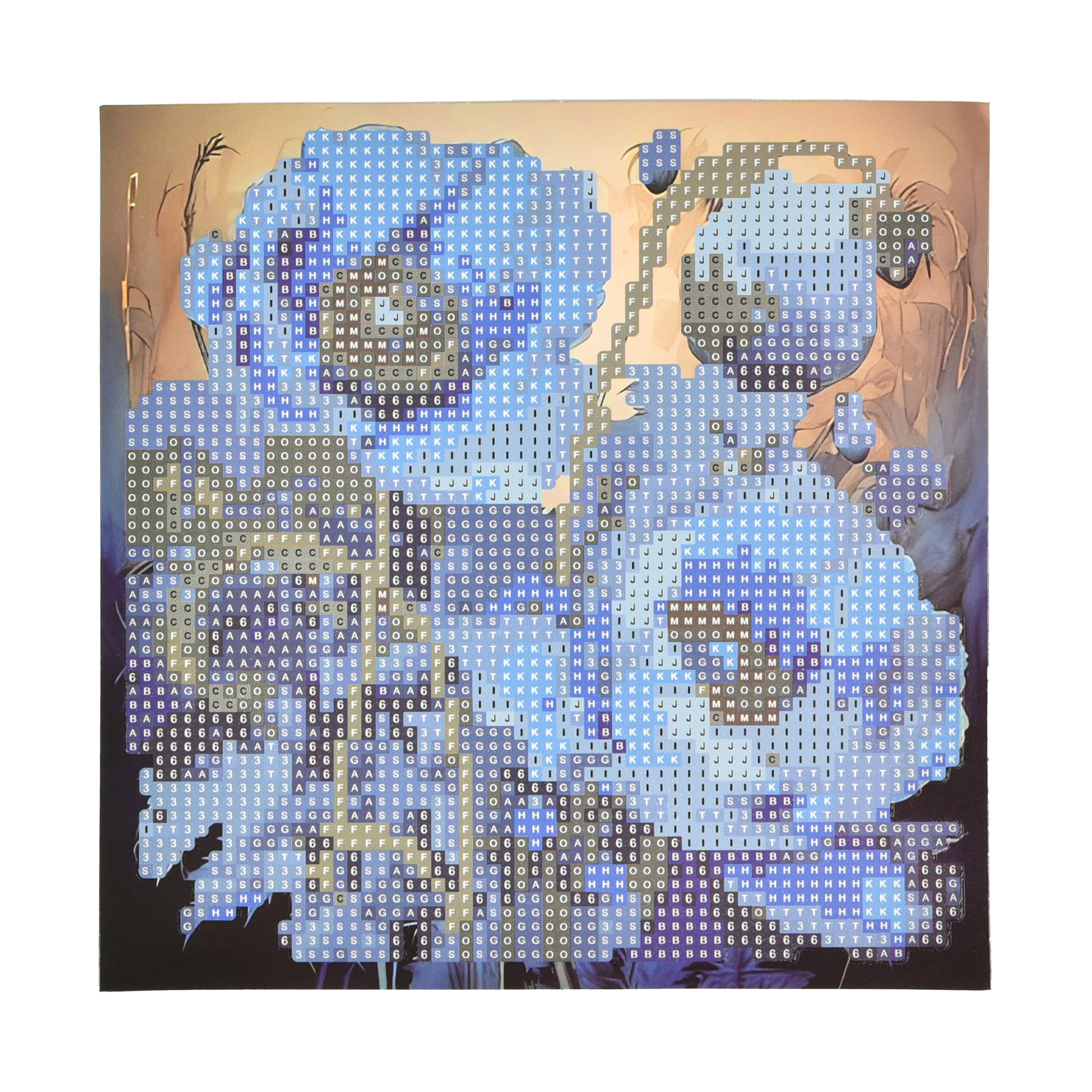 Алмазная мозаика Strateg ПРЕМИУМ Синяя симфония цветов на бумажной основе размером 18х18 см (JUB14391)