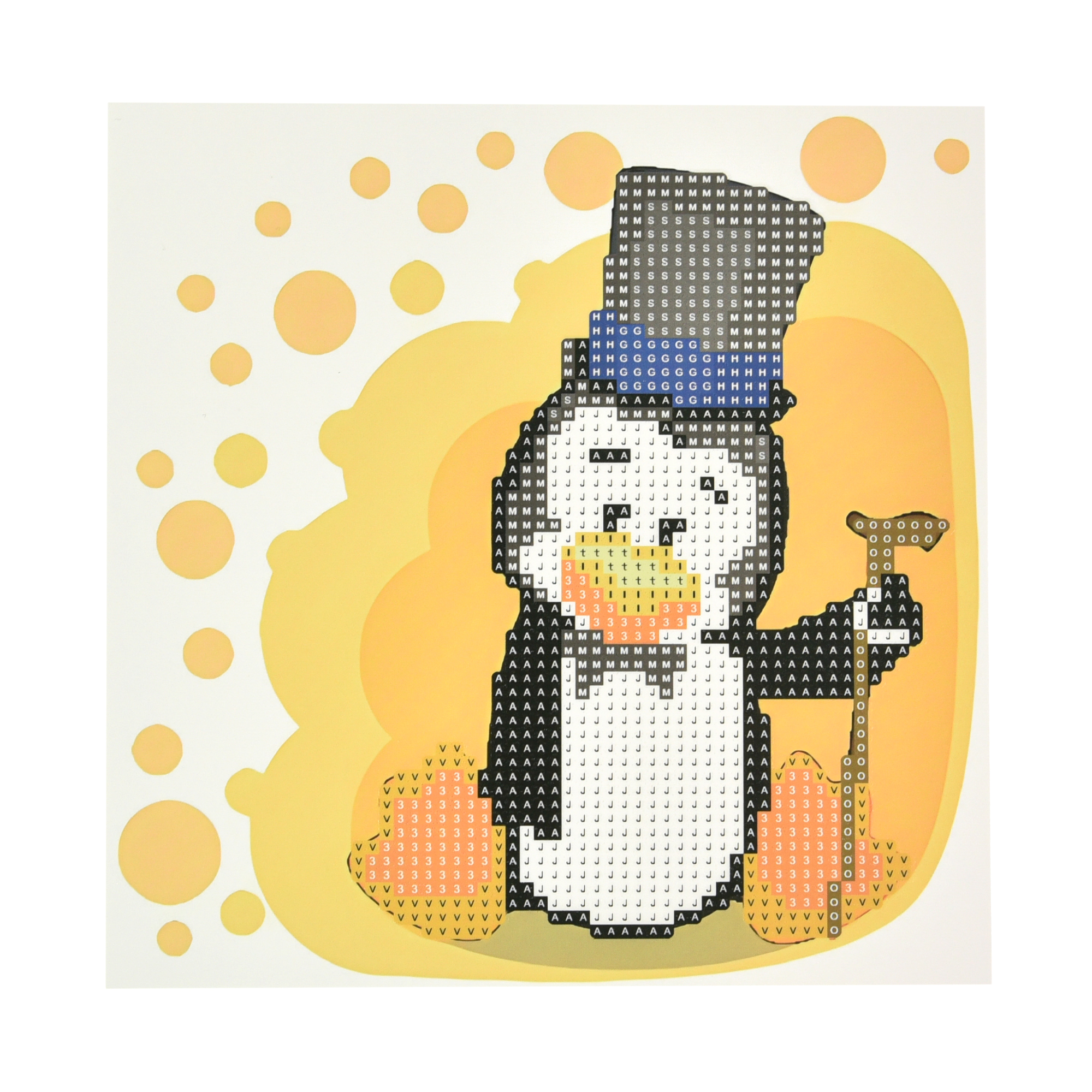 Diamond mosaic Strateg PREMIUM Fairy tale penguin on paper size 18x18 cm (JUB14407)