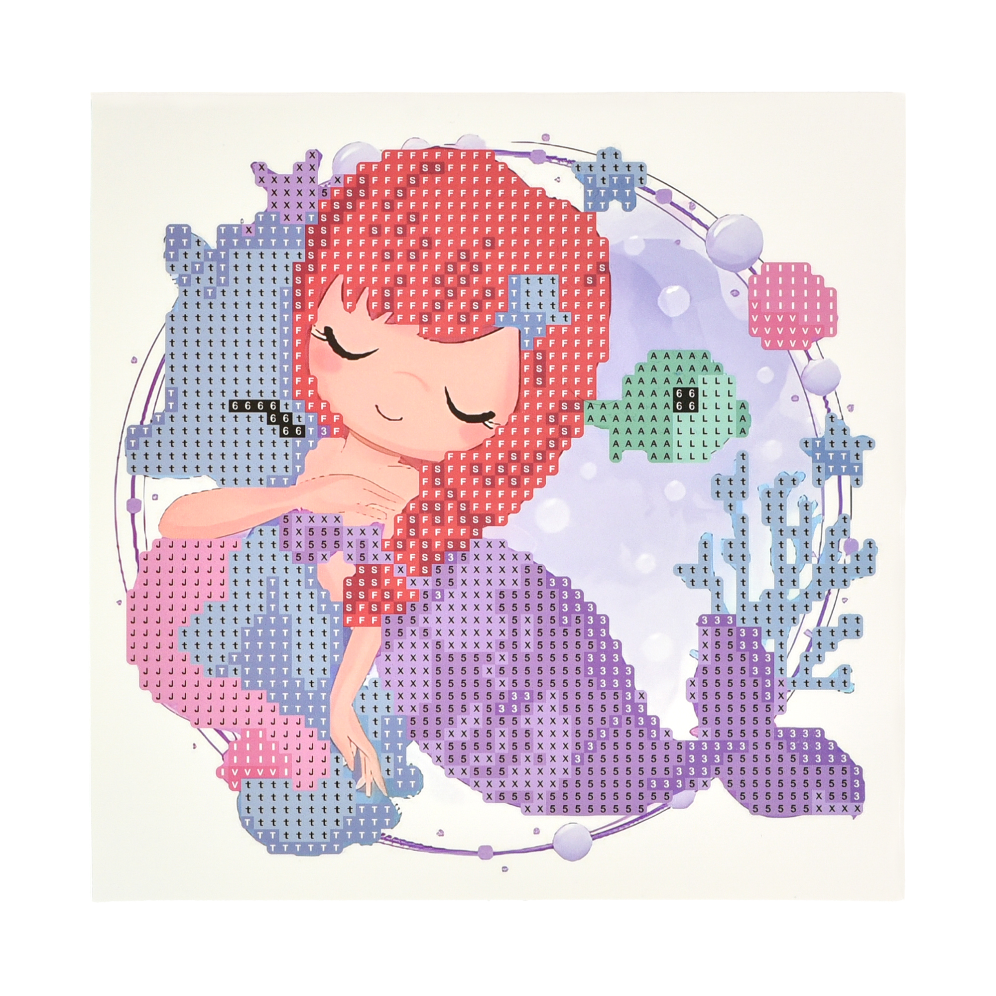 Diamond mosaic Strateg PREMIUM Mermaid and seahorse on a paper base size 18x18 cm (JUB14411)