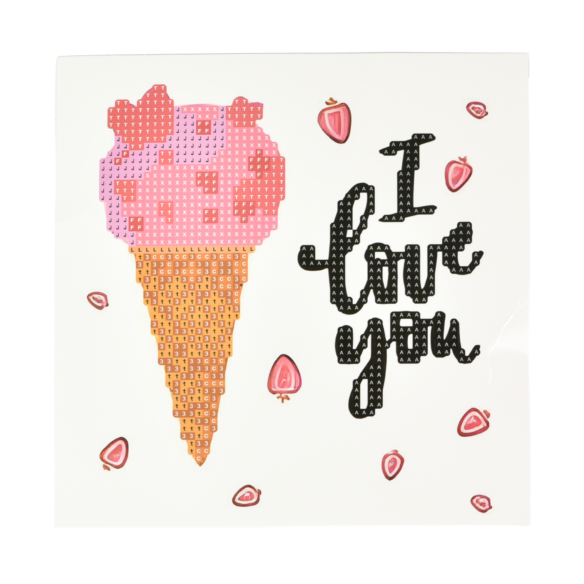 Diamond mosaic Strateg PREMIUM Ice cream with love on a paper base size 18x18 cm (JUB14417)