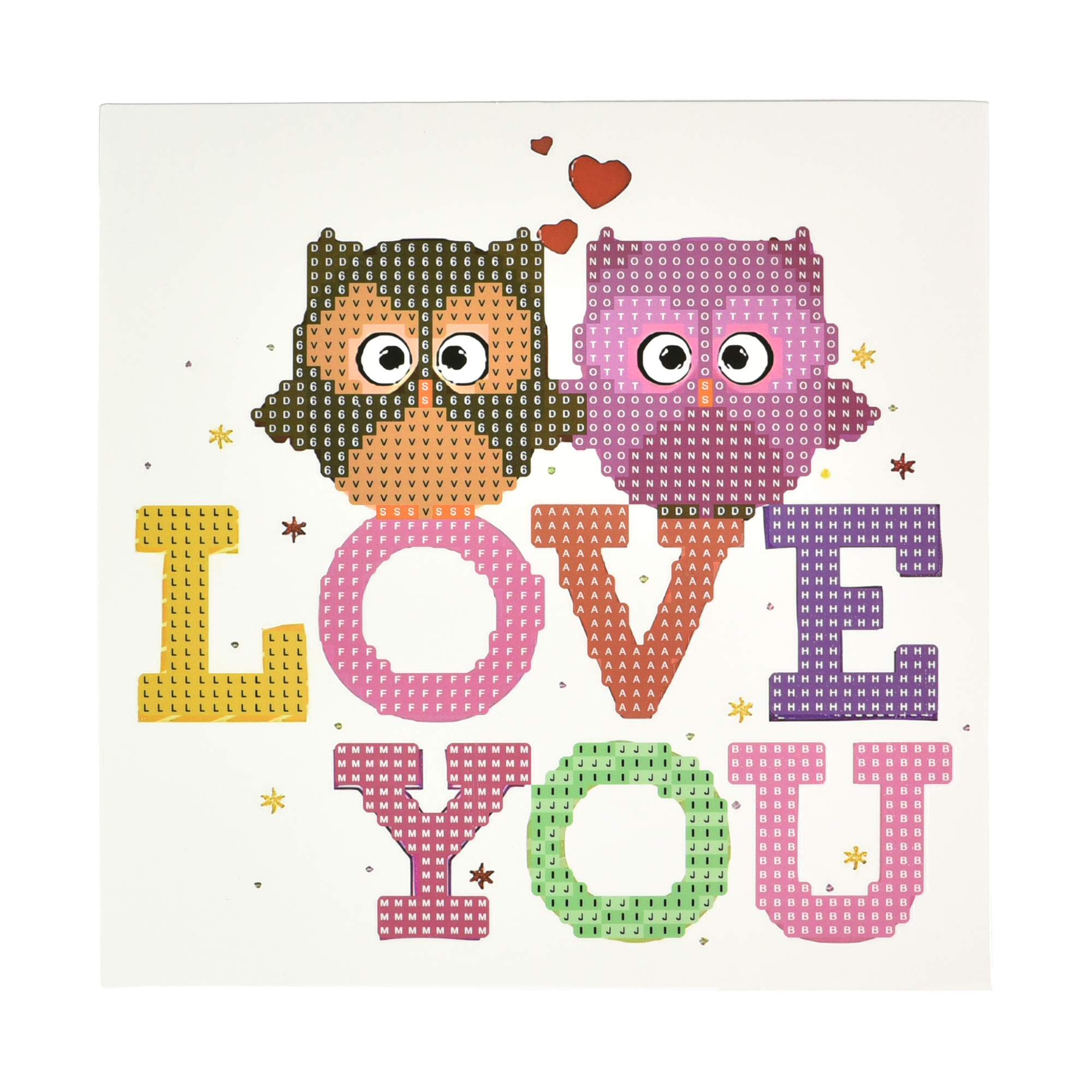 Diamond mosaic Strateg PREMIUM Owls in love on paper size 18x18 cm (JUB14420)