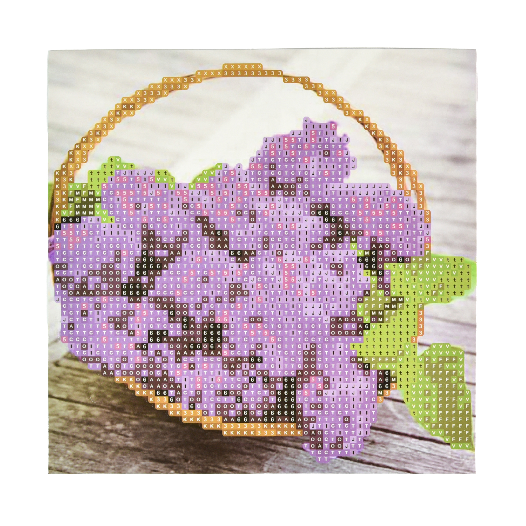 Diamond mosaic Strateg PREMIUM Lilac in a basket on a paper base size 18x18 cm (JUB20875)