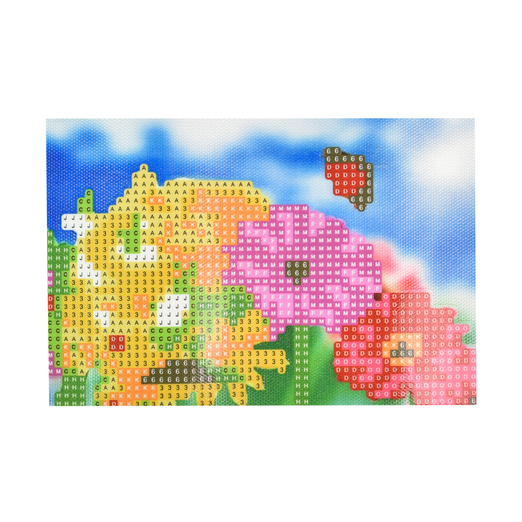 Diamantmosaik Strateg PREMIUM Gerbera und Schmetterlinge Größe 10x15 cm (YAB14425)