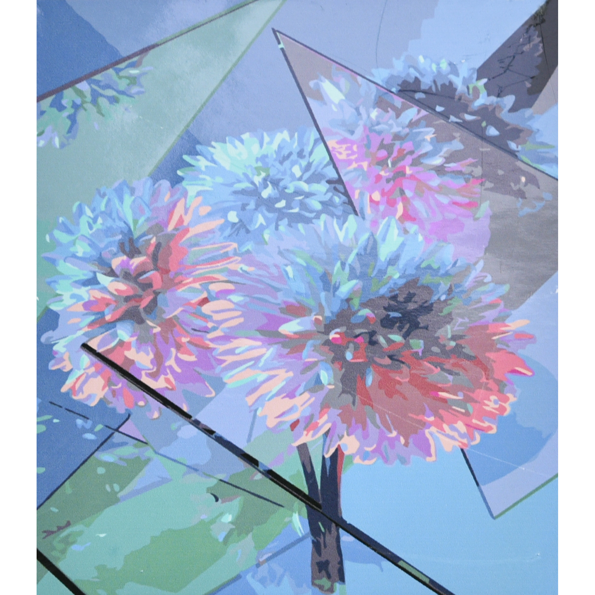 Картина по номерам Strateg ПРЕМИУМ Цветы в зеркалах с лаком и уровнем размером 30х40 см (SS6462)