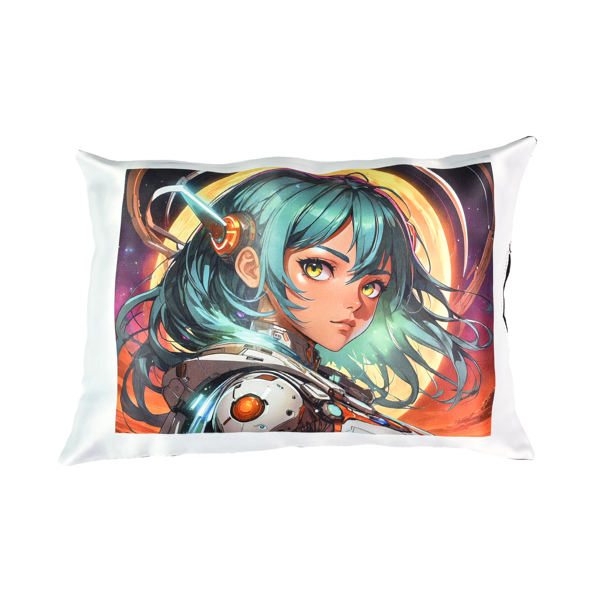 Kissen „Anime Girl in the Art World“ Größe 35*35 cm (schwarz) mit Sublimationsapplikation (60649)