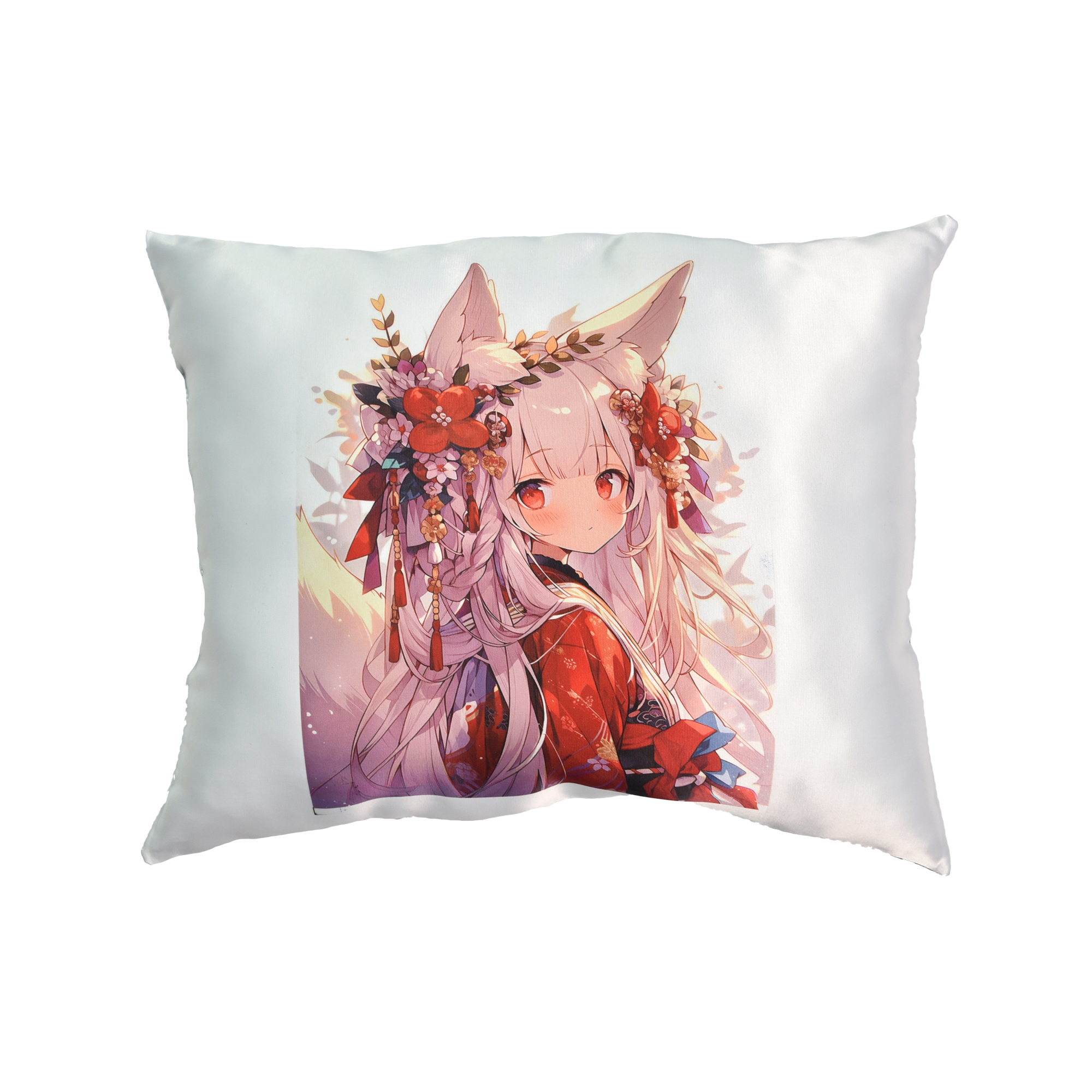 Kissen „Kitsune“ Größe 40*35 cm (schwarz) mit Sublimationsapplikation (60659)