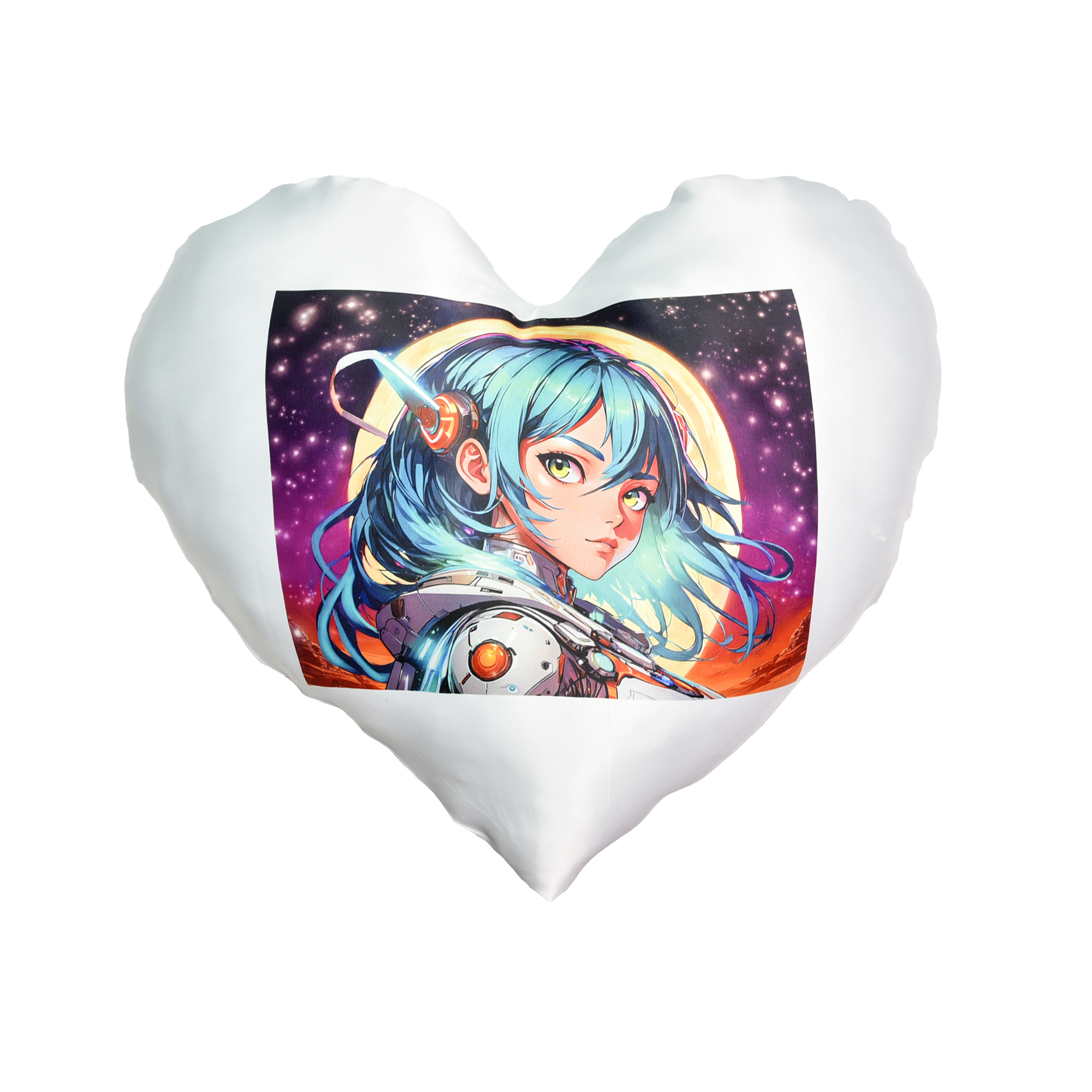 Anime Girl in Art World Herzkissen (Schwarz) mit Sublimation (60696)
