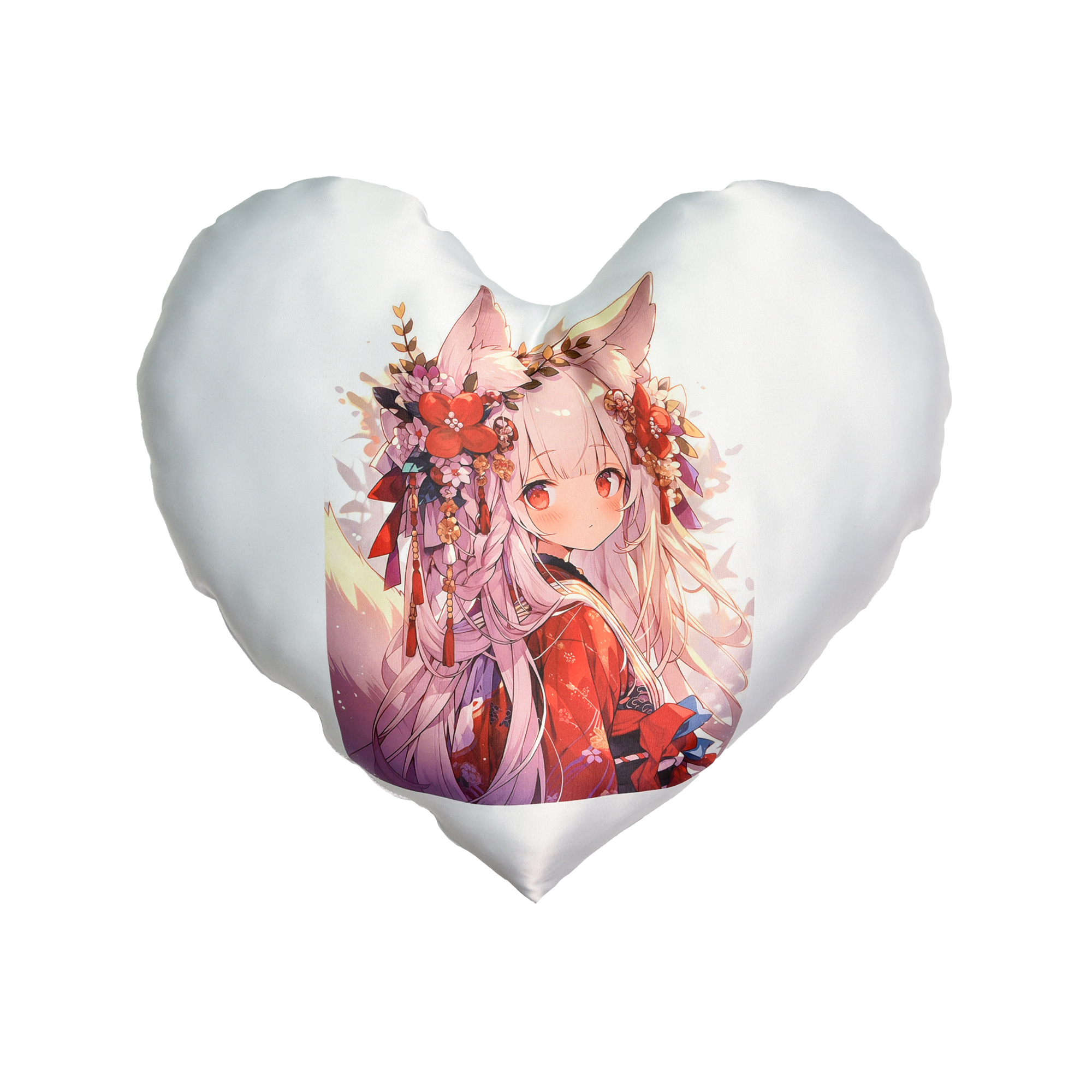 Kissen „Herz“ Kitsune (rosa) mit Sublimationsapplikation (60700)