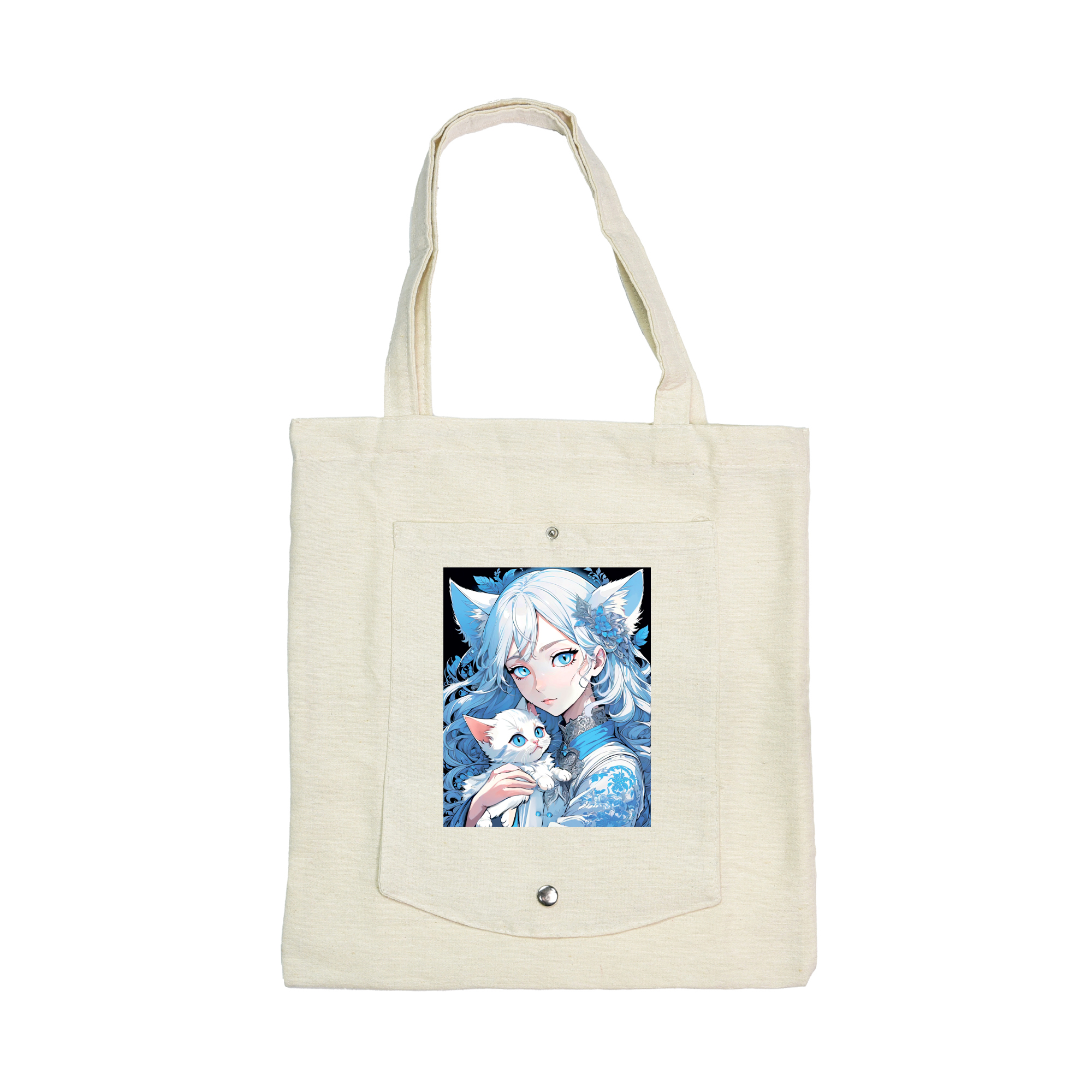 Shopper-Geldbörse „Anime-Mädchen mit Kätzchen“ mit DTF-Film (60684)